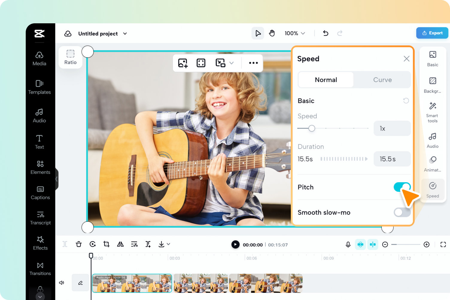 Step 2 Change the pitch